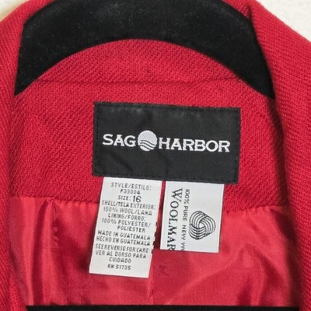 Sag Harbor Women’s Red 100% Wool Zip Front Blazer Jacket Size 16 Fully Lined - Picture 4 of 6